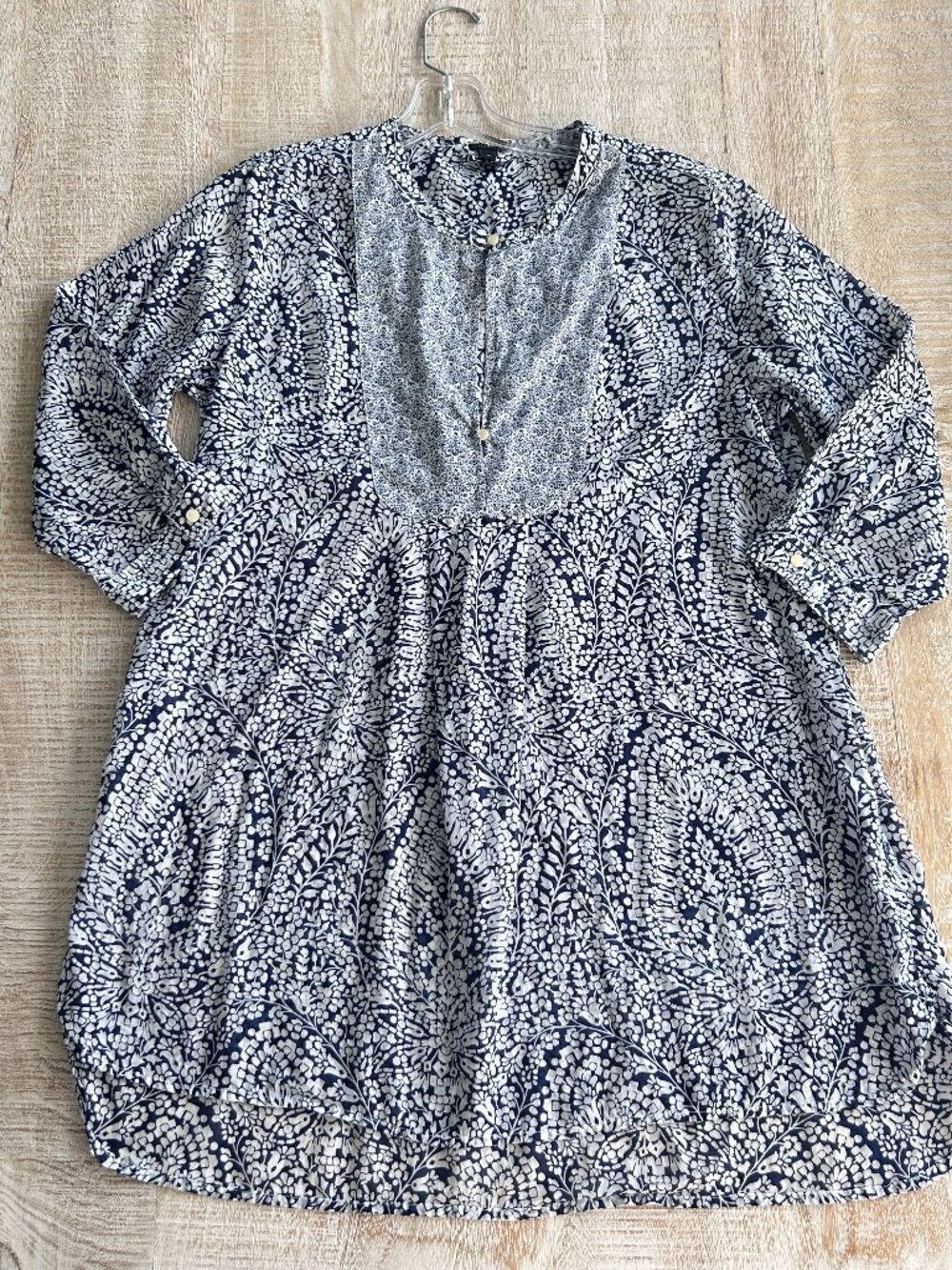 J Crew Blue/White Floral 100% Cotton Beach Cover-up Dress Size Medium